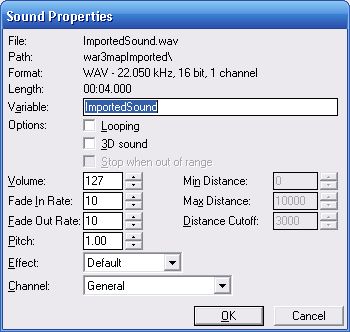 World Editor Sound Properties 3D Unchecked